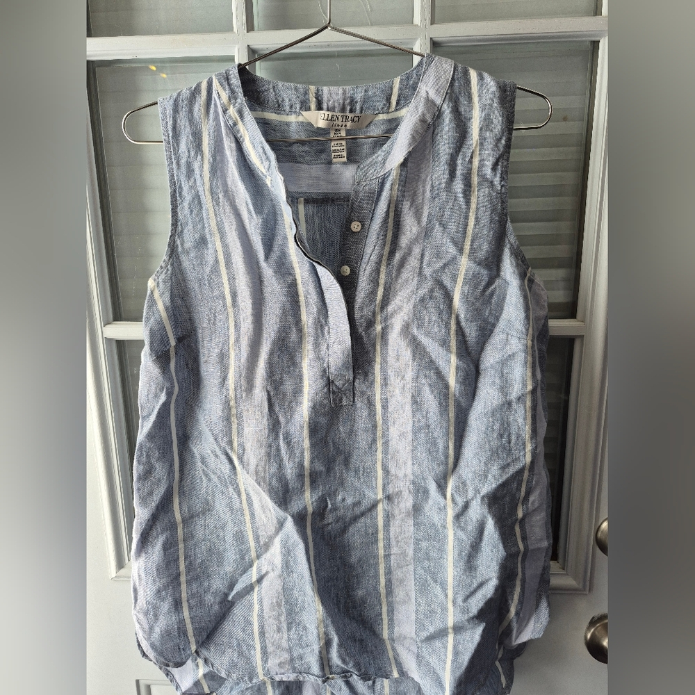 Ellen Tracy Blue Striped Women's Top